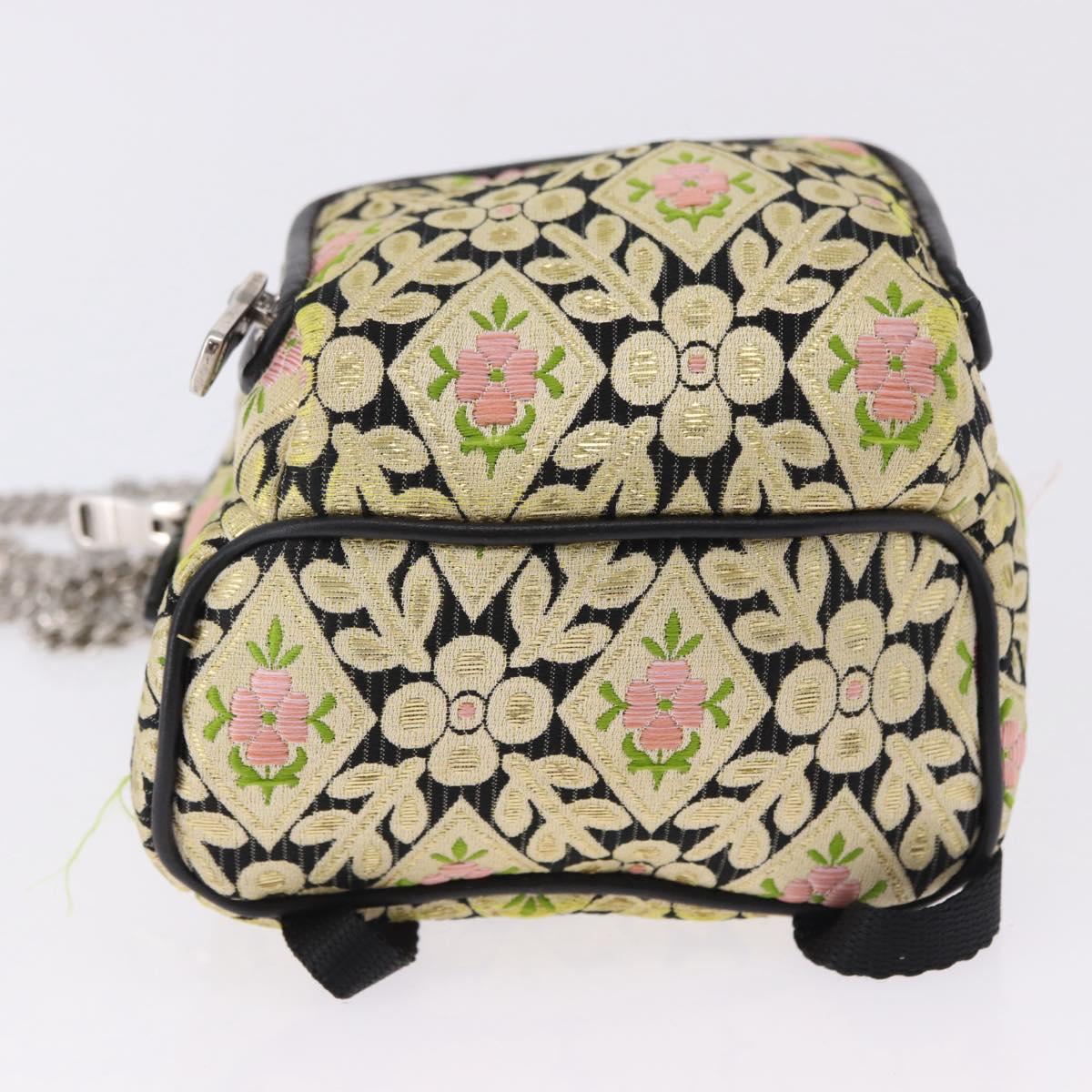 Miu Miu Shoulder Bag Satin Yellow Silver Auth 195988M