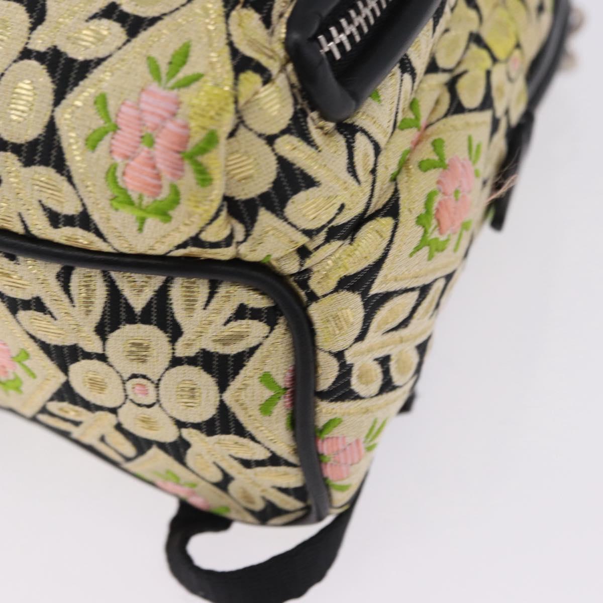 Miu Miu Shoulder Bag Satin Yellow Silver Auth 195988M