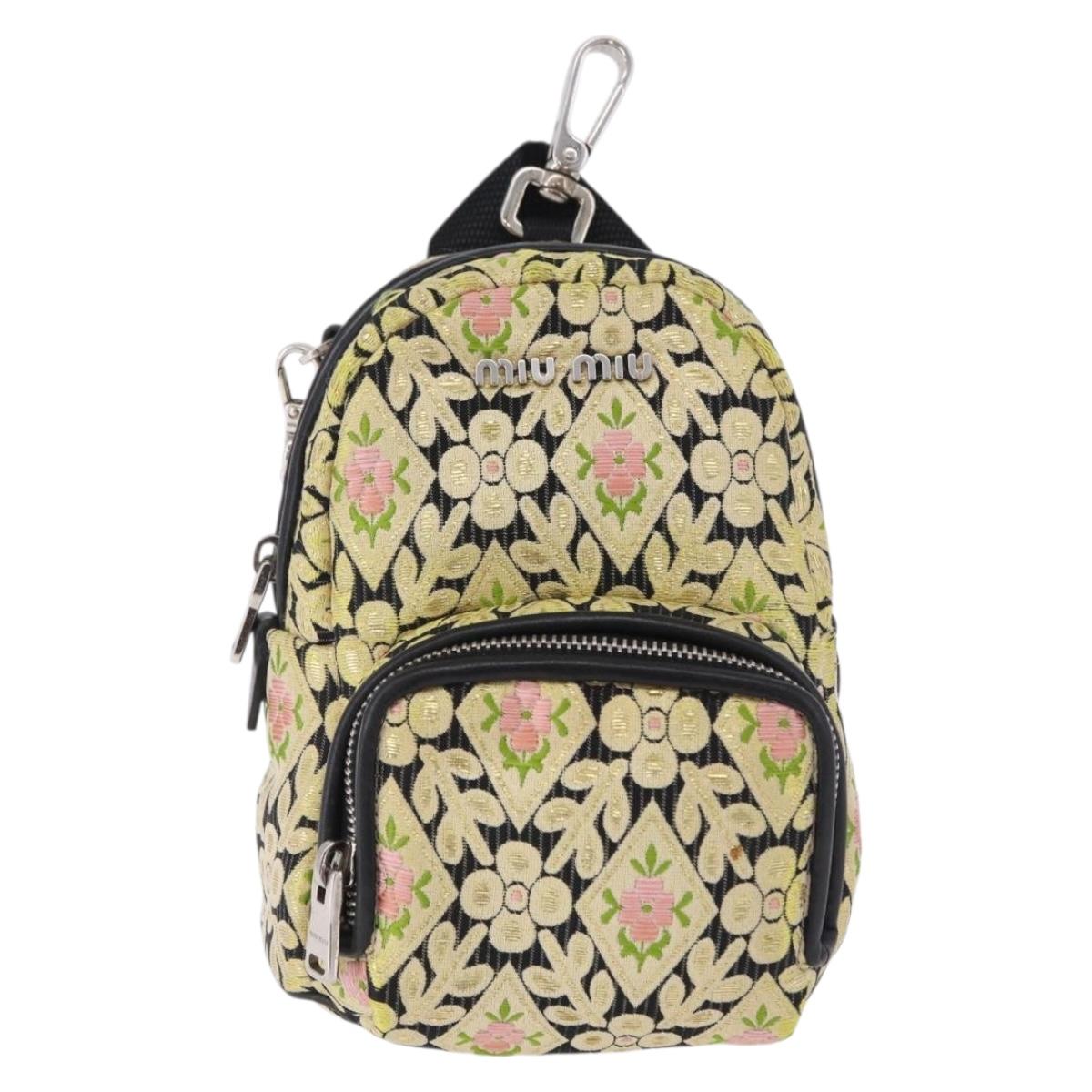 Miu Miu Shoulder Bag Satin Yellow Silver Auth 195988M
