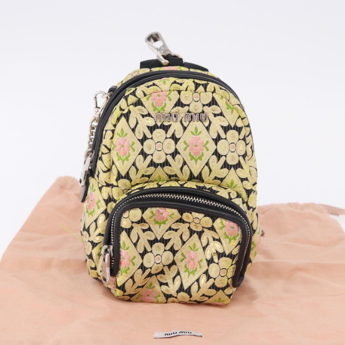 Miu Miu Shoulder Bag Satin Yellow Silver Auth 195988M