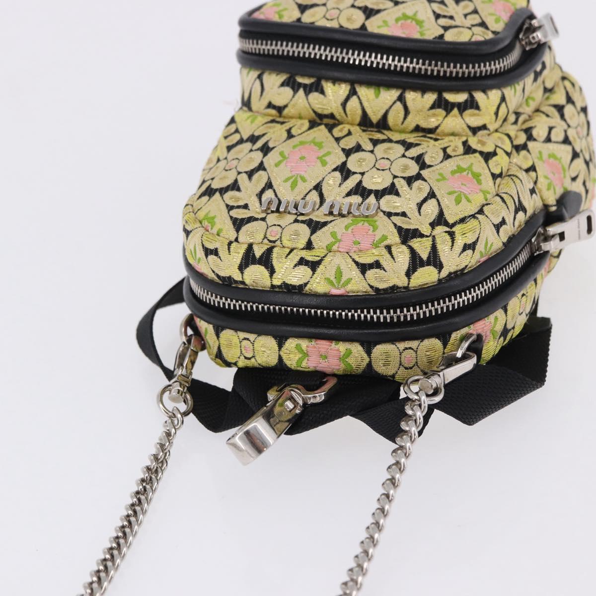 Miu Miu Shoulder Bag Satin Yellow Silver Auth 195988M