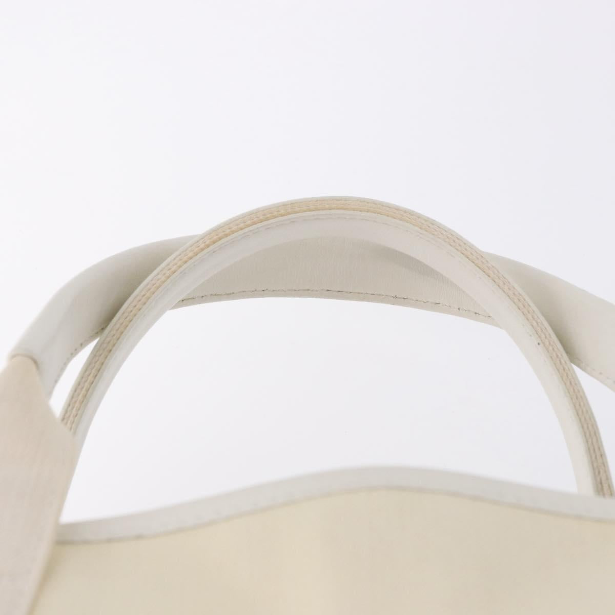 BALENCIAGA Navy Cabas Hand Bag Canvas Ivory Silver 339933 Auth 195989A