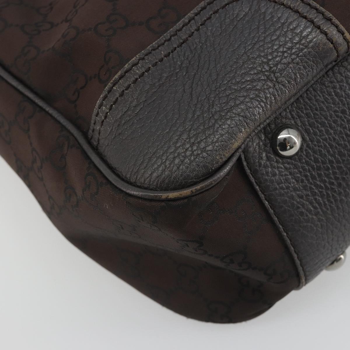 GUCCI GG Canvas Web Sherry Line Bag Nylon Outlet Brown Silver 293592 Auth 195991