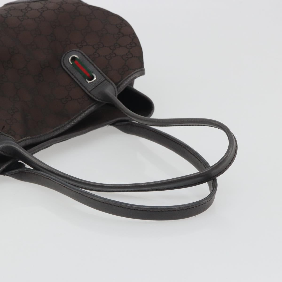 GUCCI GG Canvas Web Sherry Line Bag Nylon Outlet Brown Silver 293592 Auth 195991