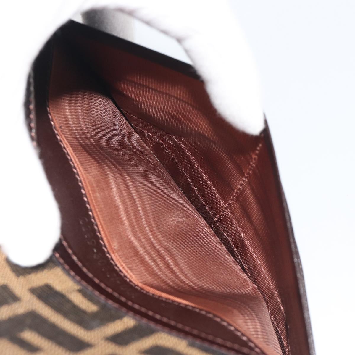 FENDI Zucca Canvas Long Wallet Black Brown Auth 195997V