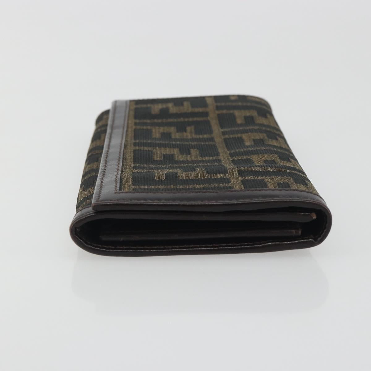 FENDI Zucca Canvas Long Wallet Black Brown Auth 195997V