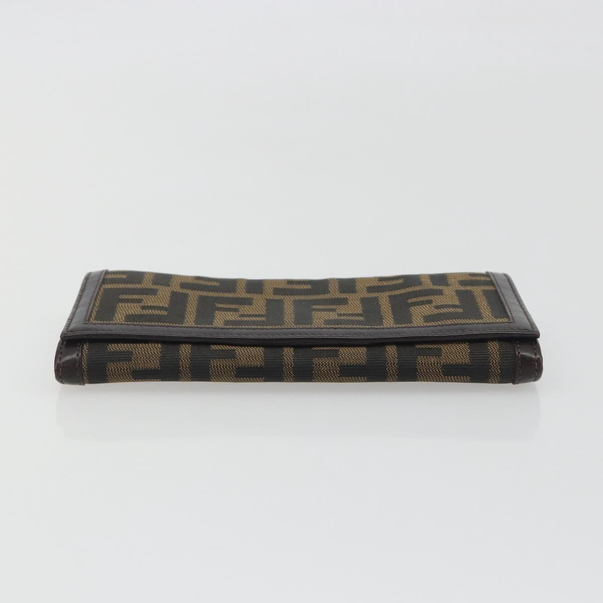 FENDI Zucca Canvas Long Wallet Black Brown Auth 195997V