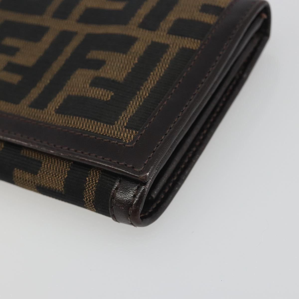 FENDI Zucca Canvas Long Wallet Black Brown Auth 195997V