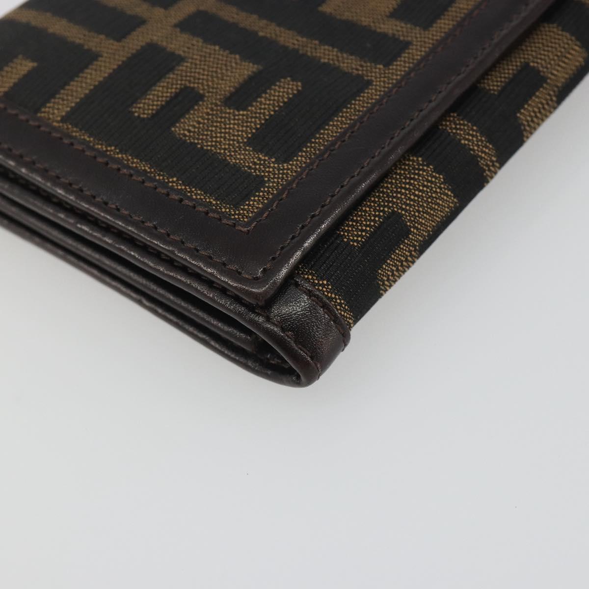 FENDI Zucca Canvas Long Wallet Black Brown Auth 195997V