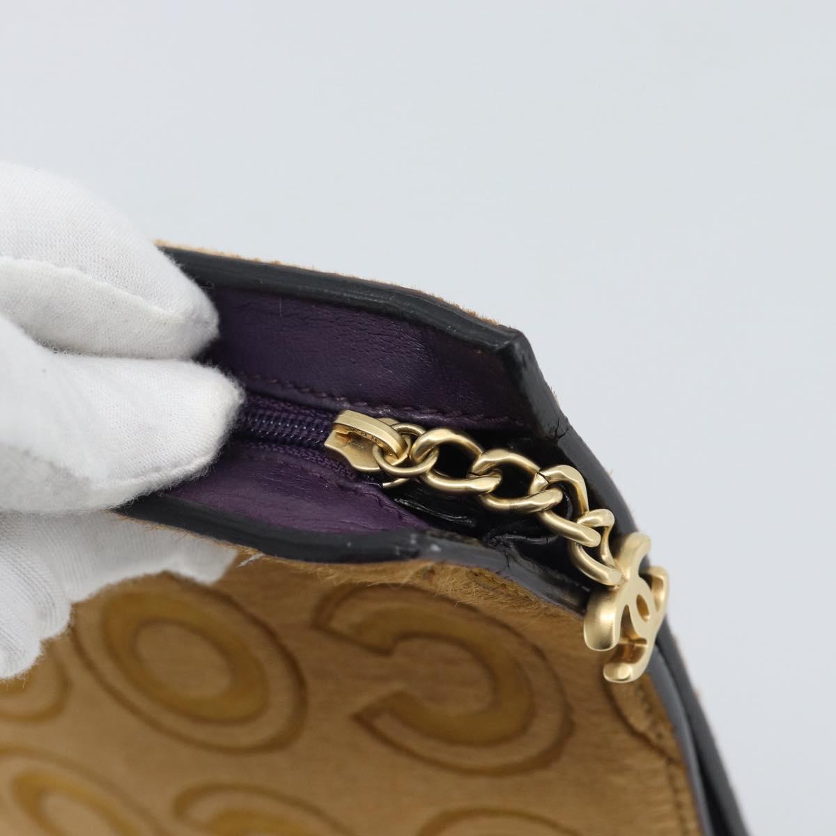 CHANEL Clutch Bag Harako leather Brown Gold CC Auth 195999A
