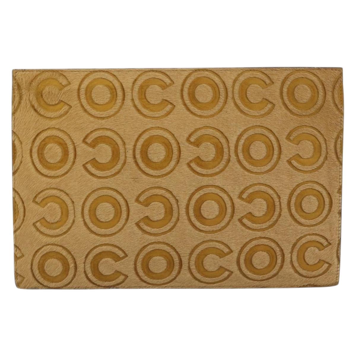 CHANEL Clutch Bag Harako leather Brown Gold CC Auth 195999A