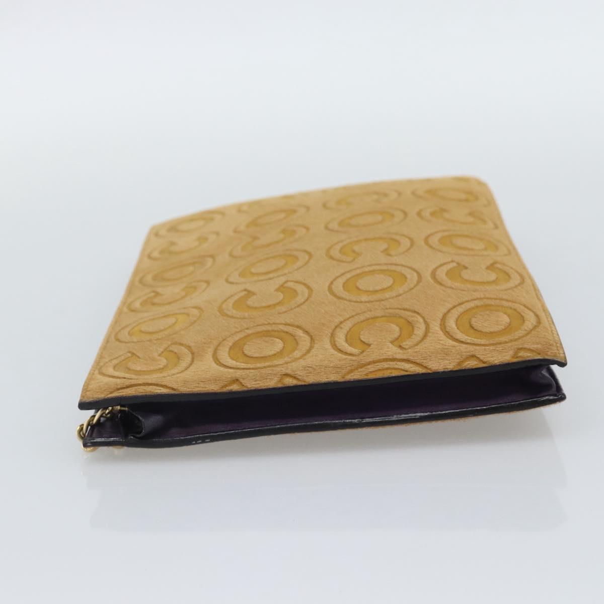 CHANEL Clutch Bag Harako leather Brown Gold CC Auth 195999A