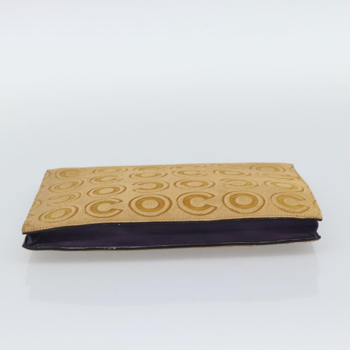 CHANEL Clutch Bag Harako leather Brown Gold CC Auth 195999A