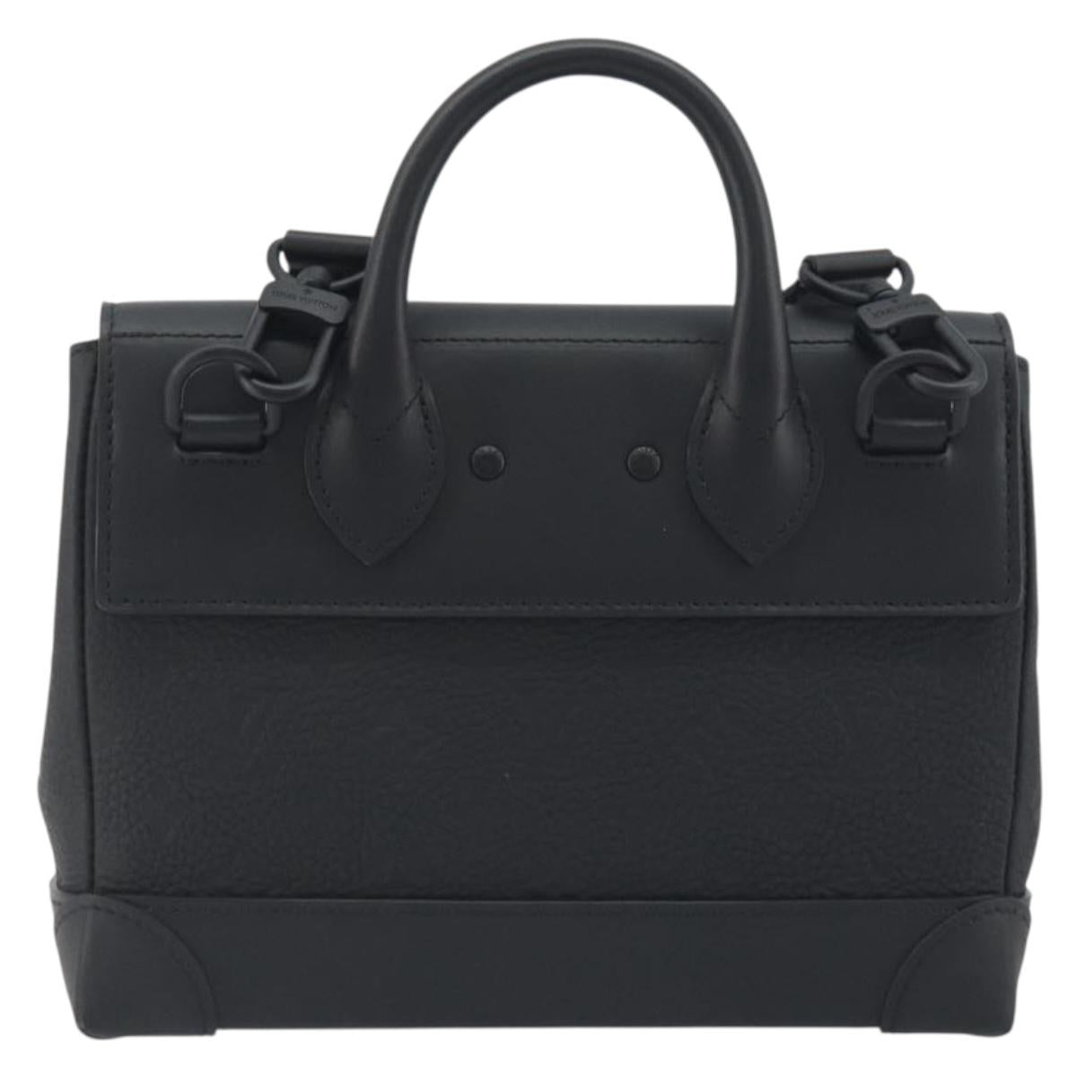 LOUIS VUITTON Taurillon Clemence Monogram Steamer PM Black M24436 Auth 196000SM