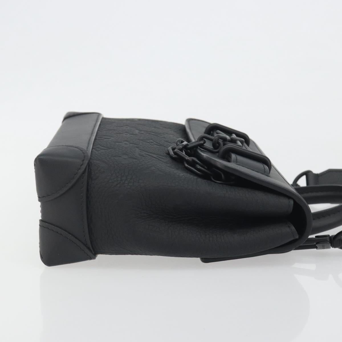 LOUIS VUITTON Taurillon Clemence Monogram Steamer PM Black M24436 Auth 196000SM