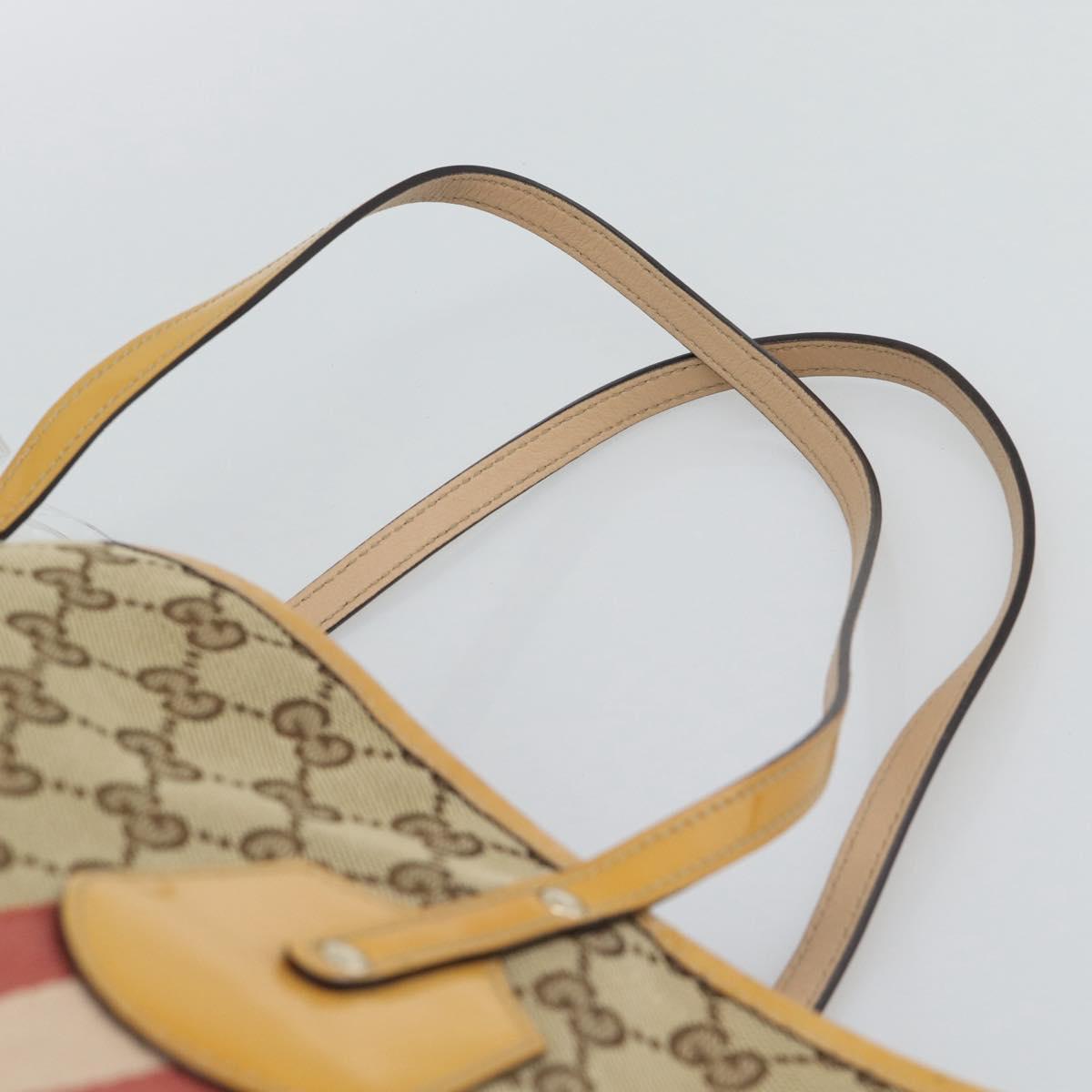 GUCCI GG Canvas Sherry Line Tote Bag Beige Gold 211971 Auth 196002