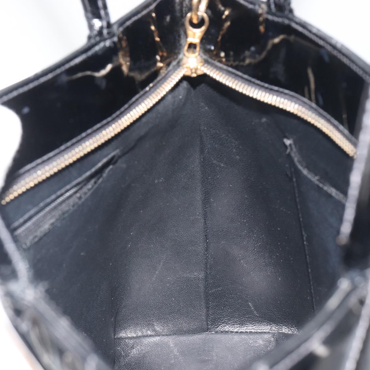 CHANEL Matelasse Reprint Tote Bag Patent leather Black Gold CC Auth 196006V