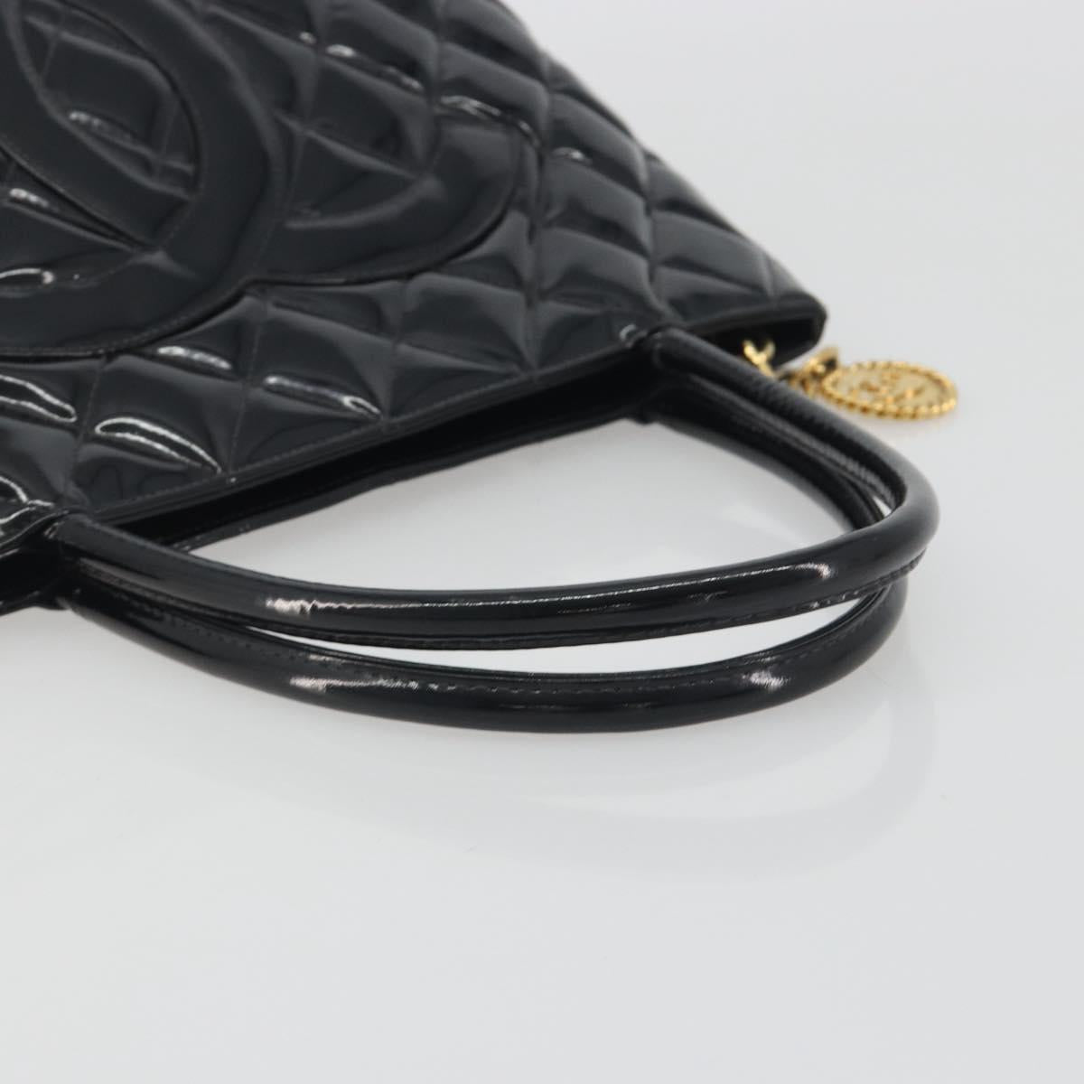 CHANEL Matelasse Reprint Tote Bag Patent leather Black Gold CC Auth 196006V