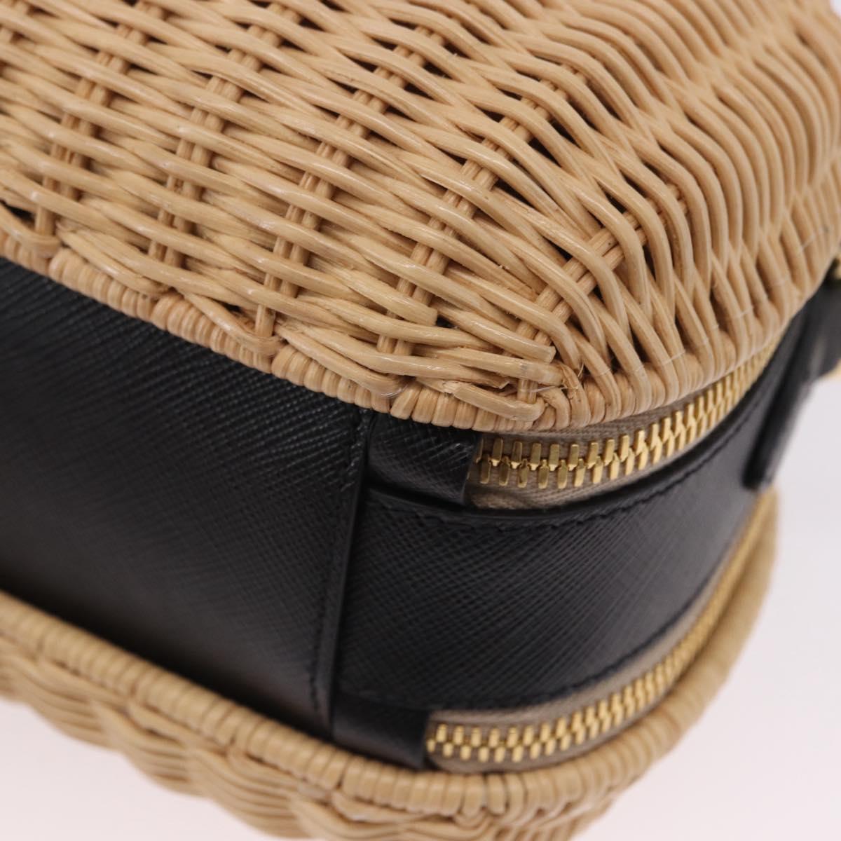 PRADA Hand Bag Rattan 2way Beige Gold Auth 196009SAM