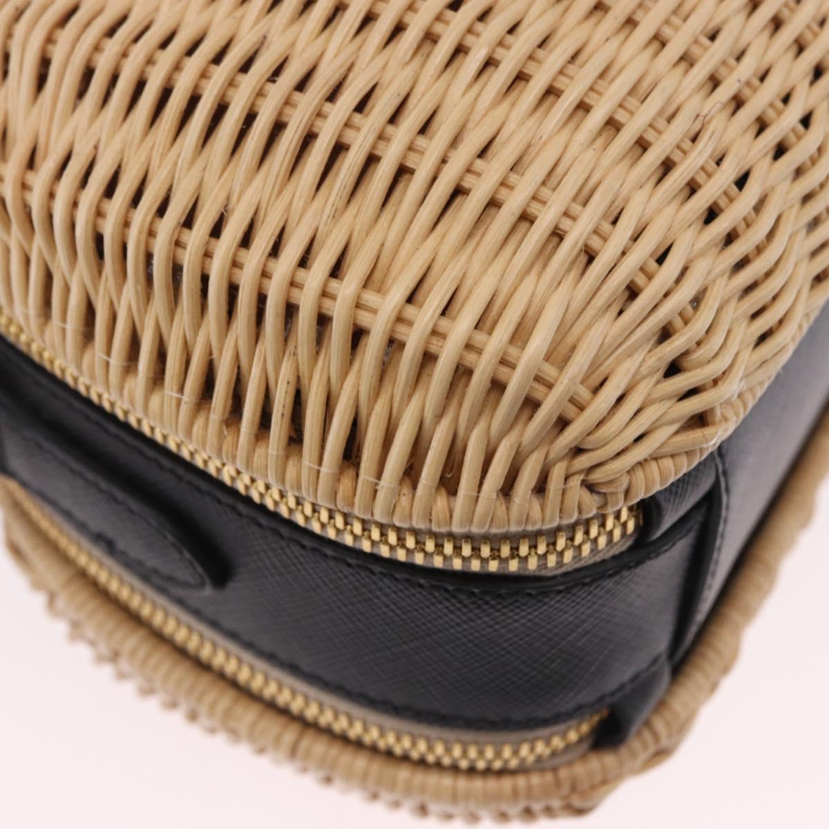 PRADA Hand Bag Rattan 2way Beige Gold Auth 196009SAM
