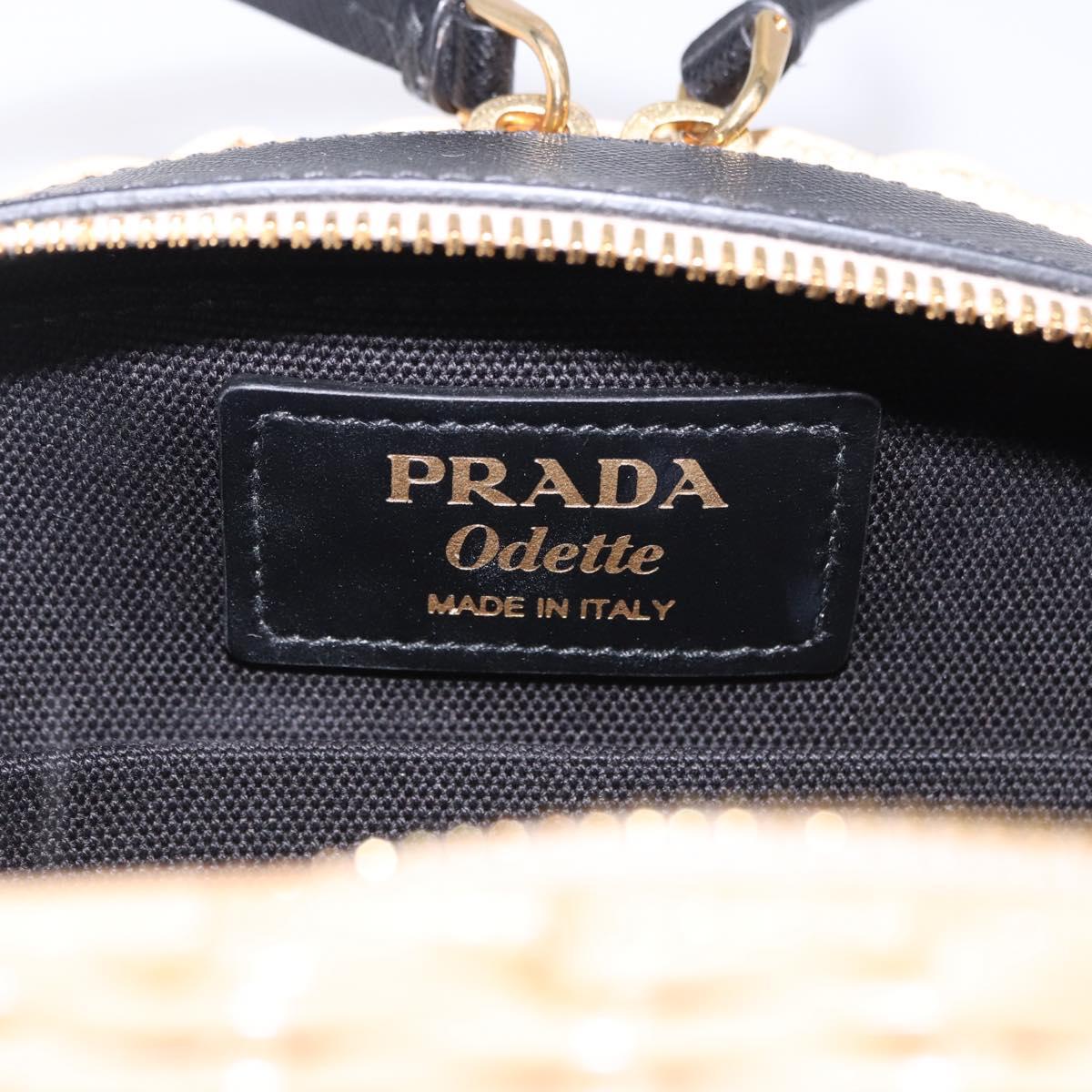 PRADA Hand Bag Rattan 2way Beige Gold Auth 196009SAM