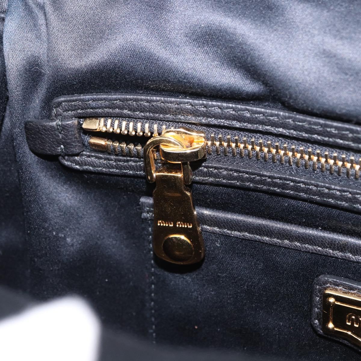 Miu Miu Matelasse Shoulder Bag Leather Black Gold Auth 196010M