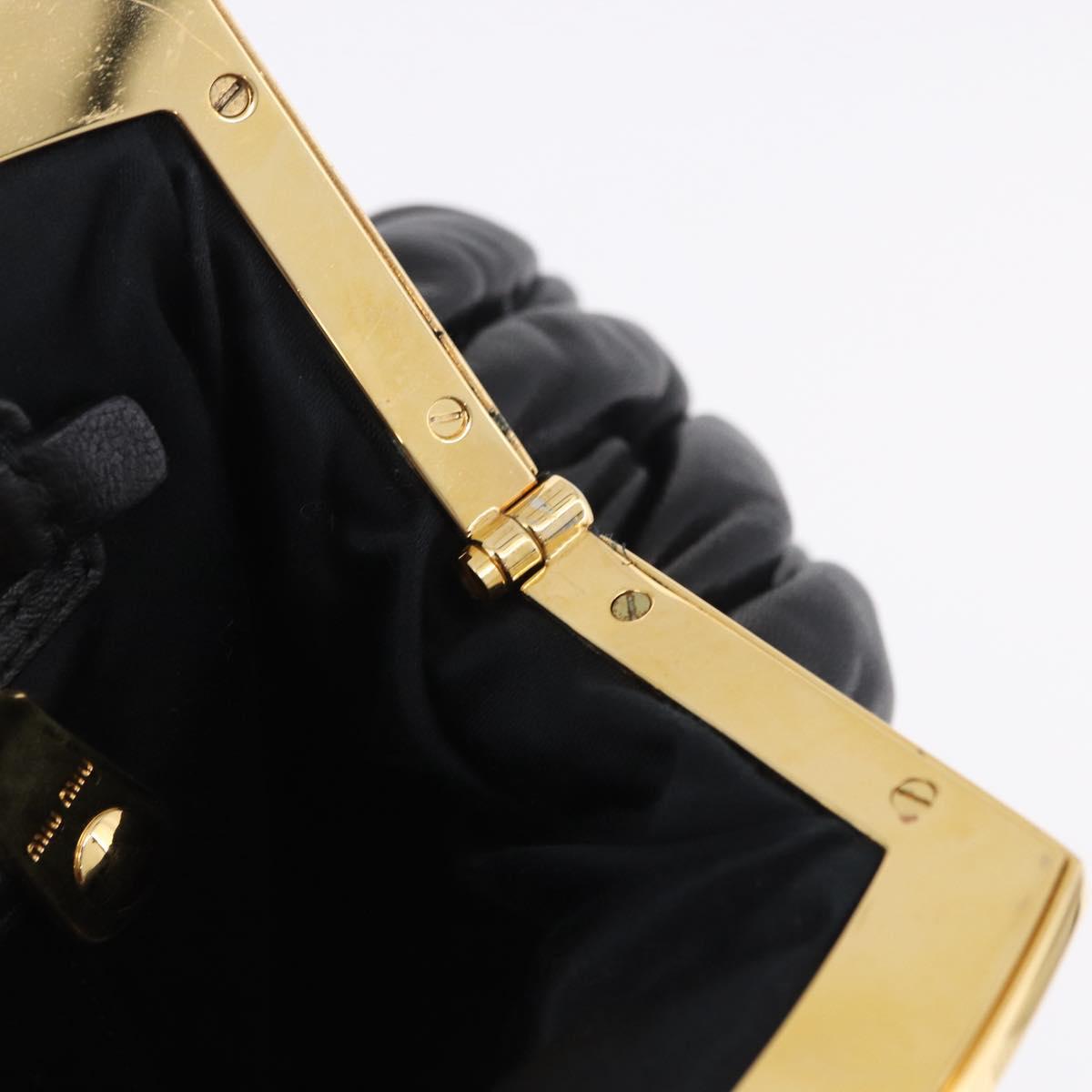 Miu Miu Matelasse Shoulder Bag Leather Black Gold Auth 196010M