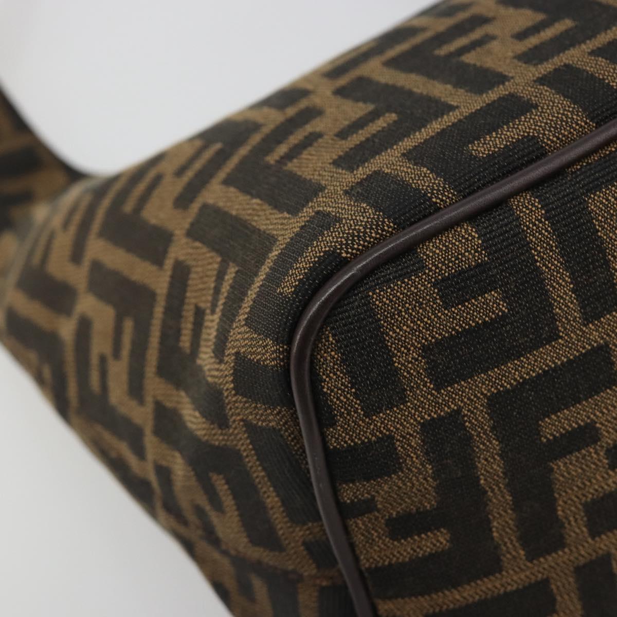 FENDI Zucca Canvas Mamma Baguette Shoulder Bag Brown Black Auth 196011V