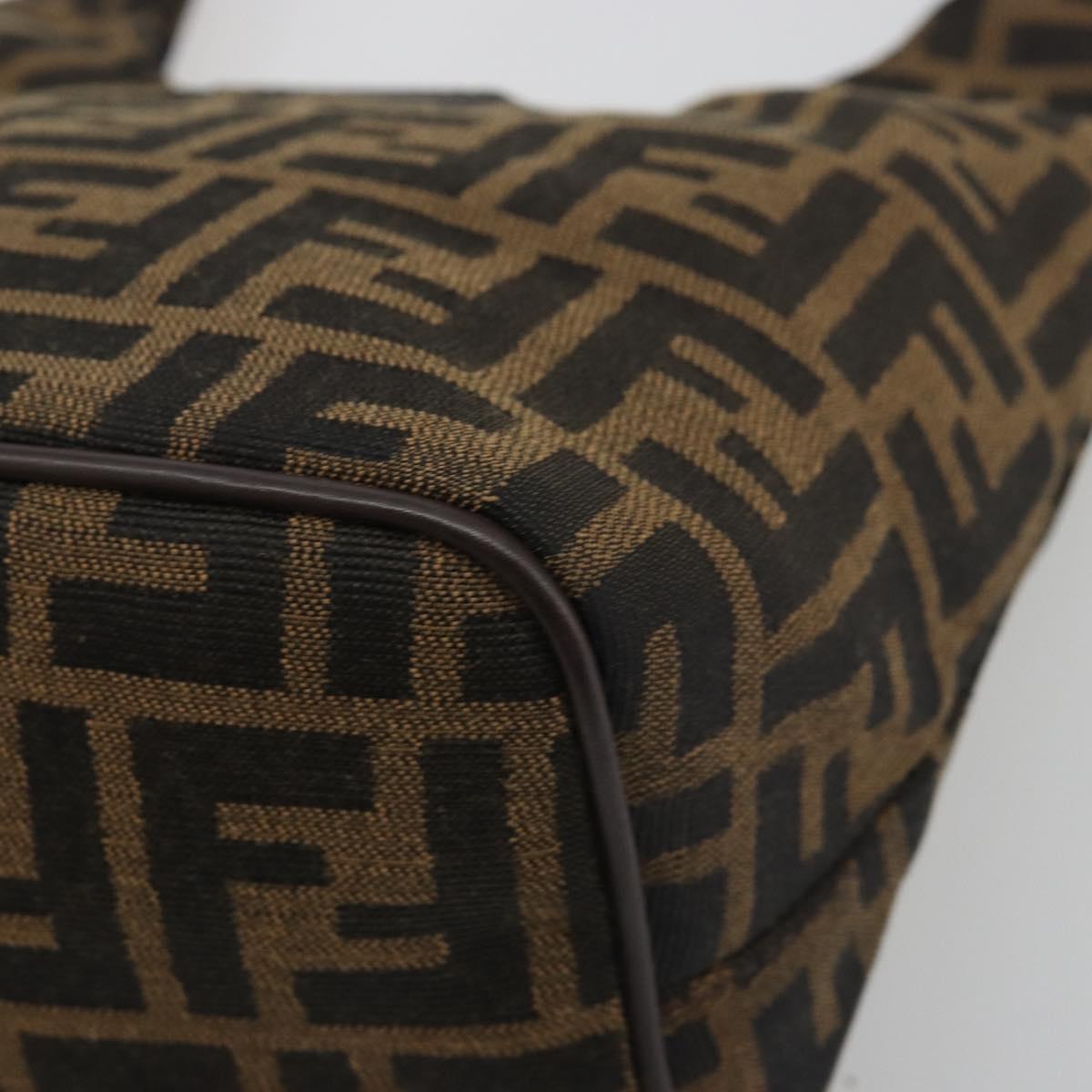 FENDI Zucca Canvas Mamma Baguette Shoulder Bag Brown Black Auth 196011V