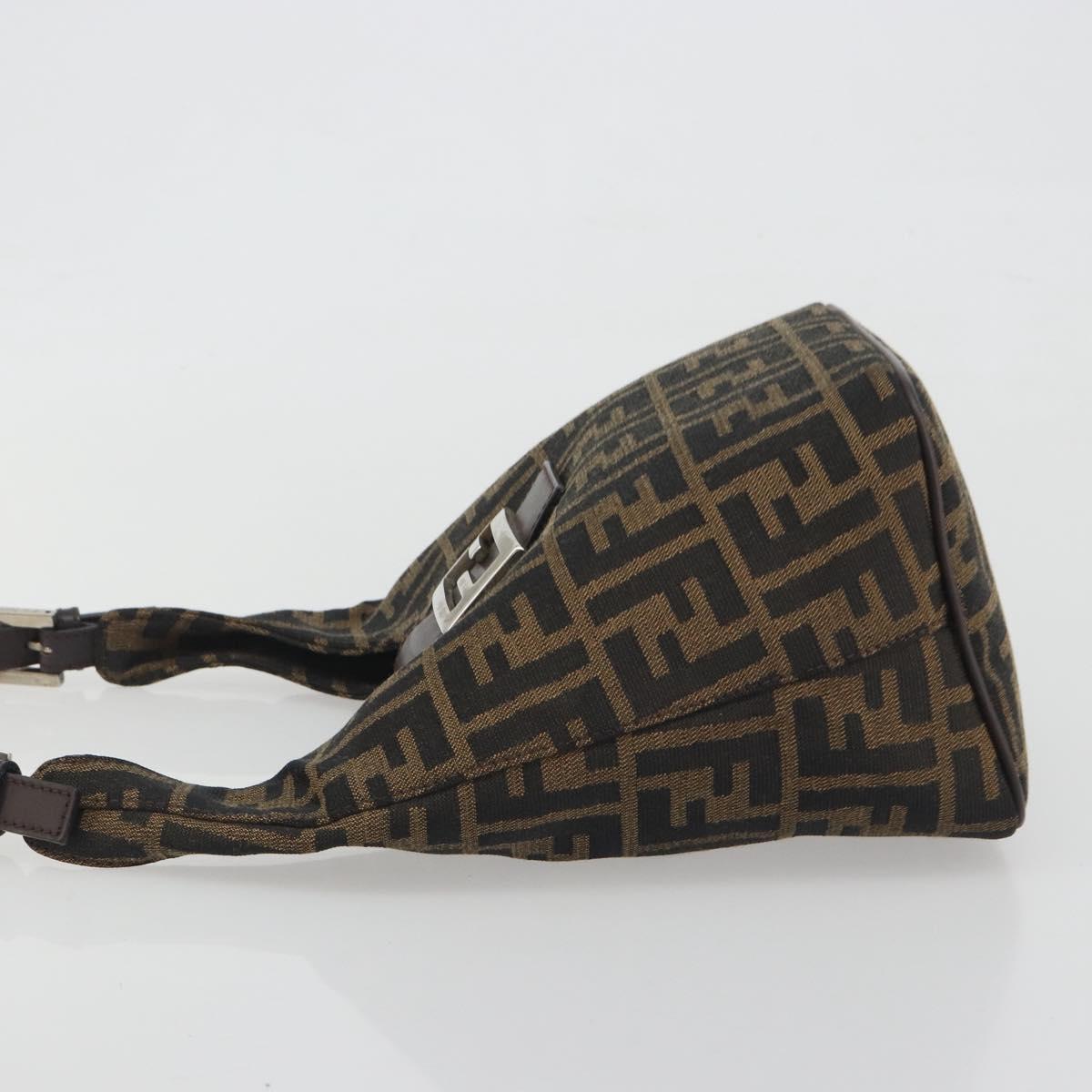 FENDI Zucca Canvas Mamma Baguette Shoulder Bag Brown Black Auth 196011V