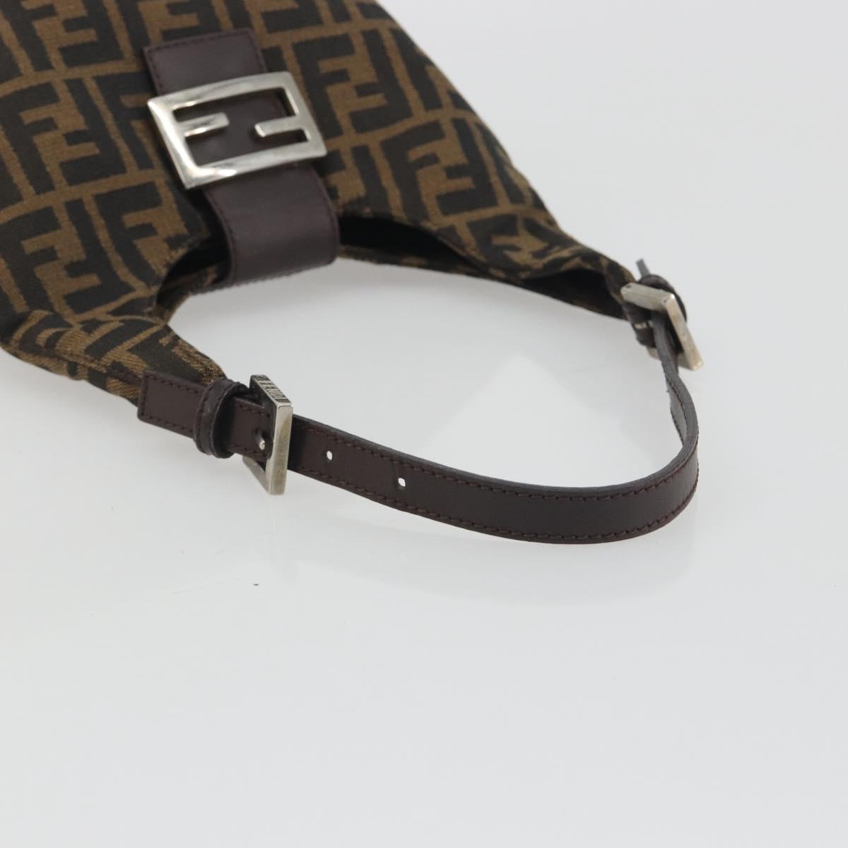 FENDI Zucca Canvas Mamma Baguette Shoulder Bag Brown Black Auth 196011V