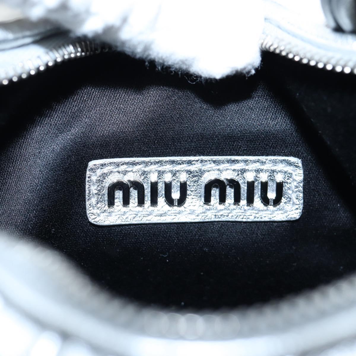 Miu Miu Matelasse Wonder Hand Bag Leather 2way Silver Auth 196012SAM