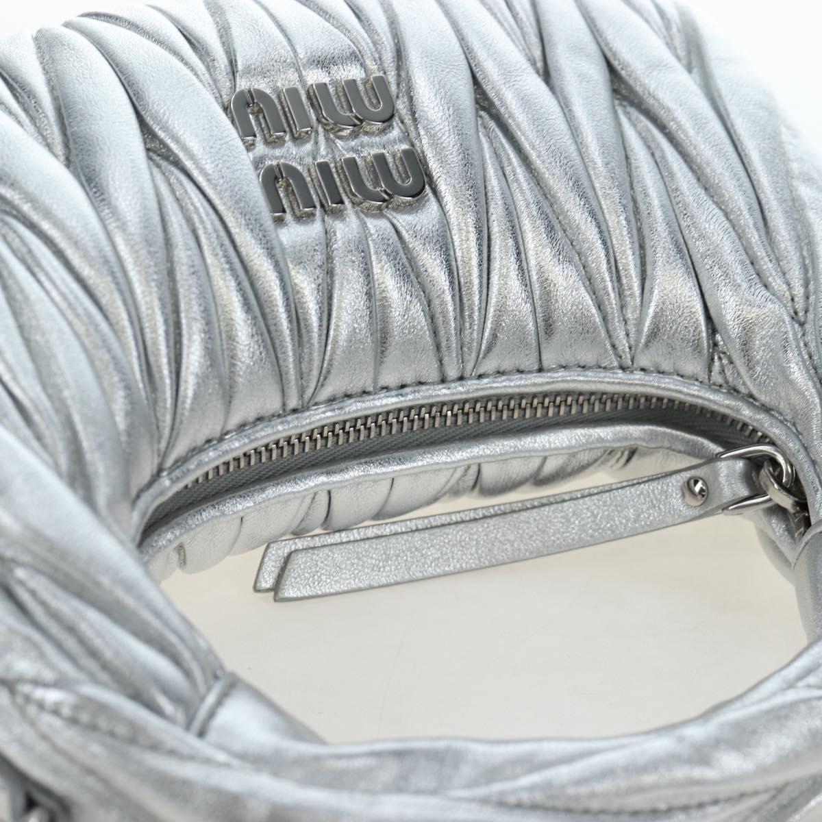 Miu Miu Matelasse Wonder Hand Bag Leather 2way Silver Auth 196012SAM