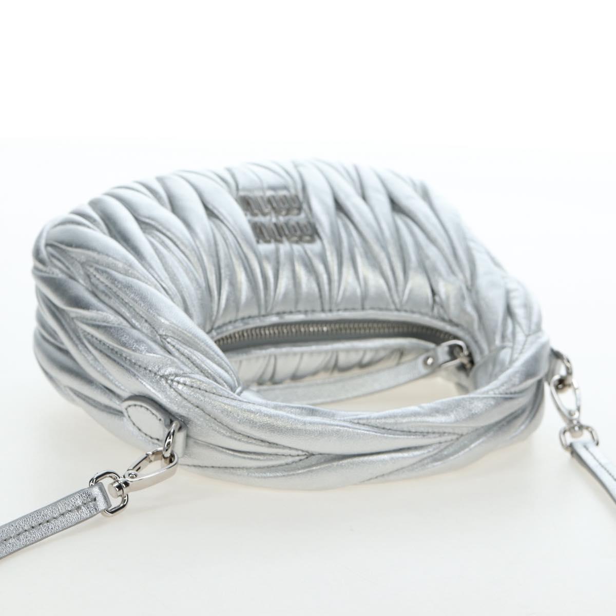 Miu Miu Matelasse Wonder Hand Bag Leather 2way Silver Auth 196012SAM
