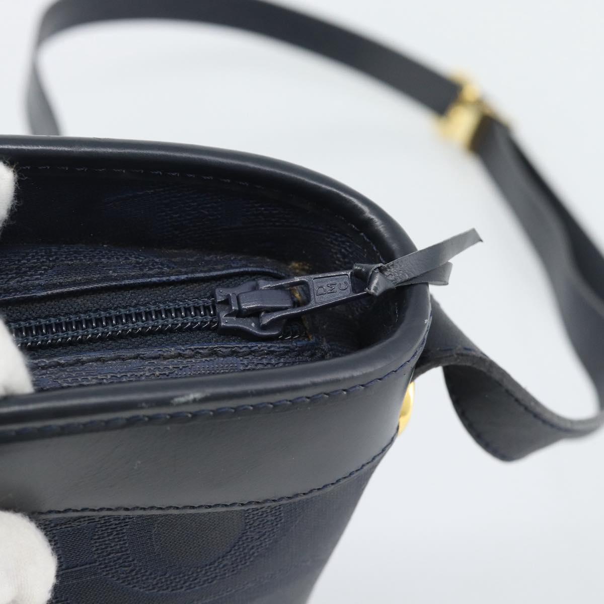 Christian Dior Trotter Canvas Shoulder Bag PVC Navy Gold Auth 196013A