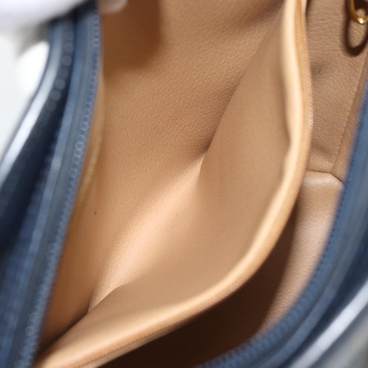 Christian Dior Trotter Canvas Shoulder Bag PVC Navy Gold Auth 196013A