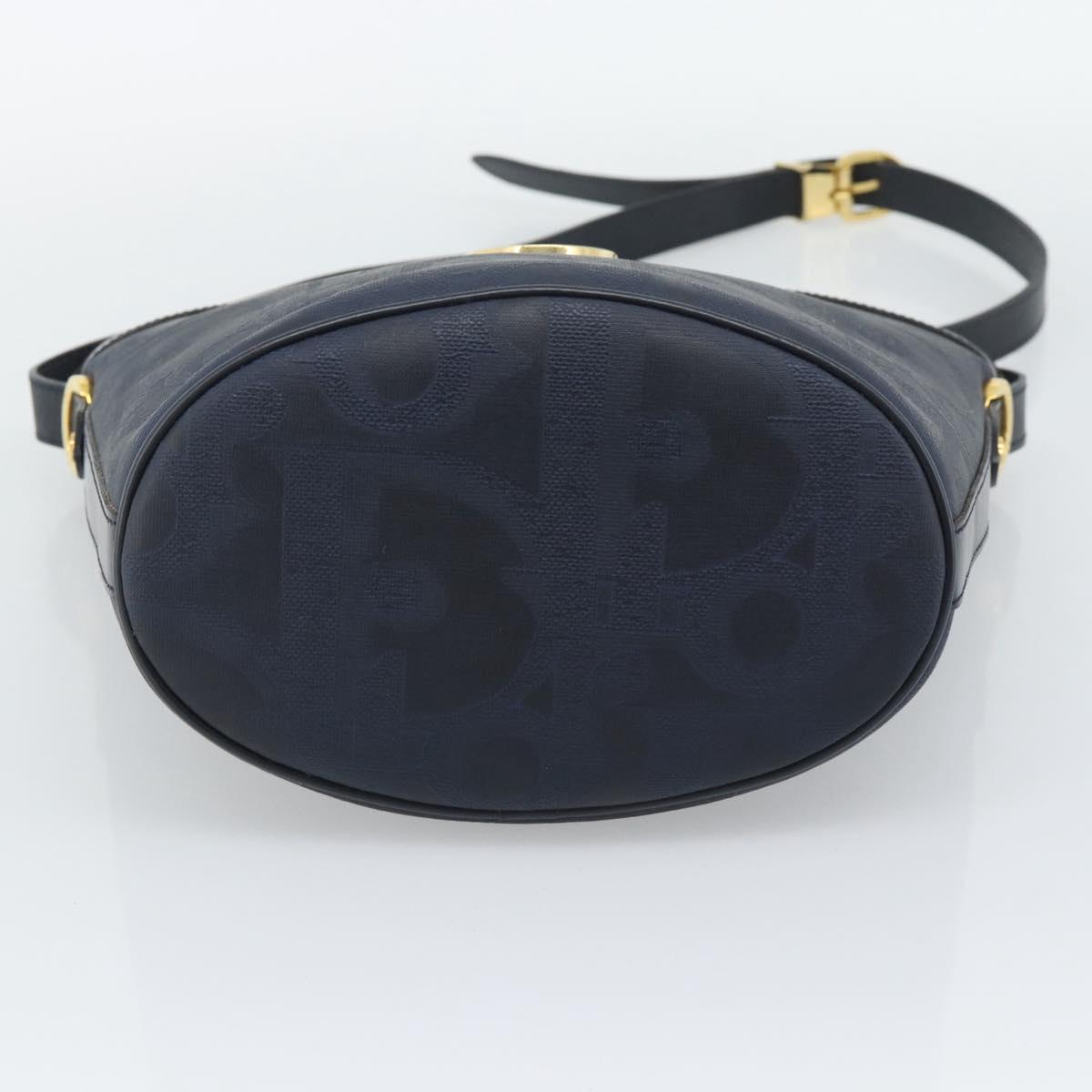 Christian Dior Trotter Canvas Shoulder Bag PVC Navy Gold Auth 196013A
