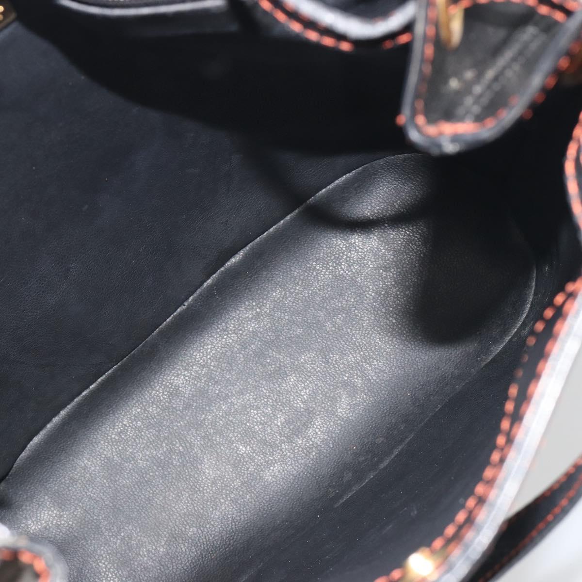 SAINT LAURENT Shoulder Bag Leather Black Gold Auth 196014A