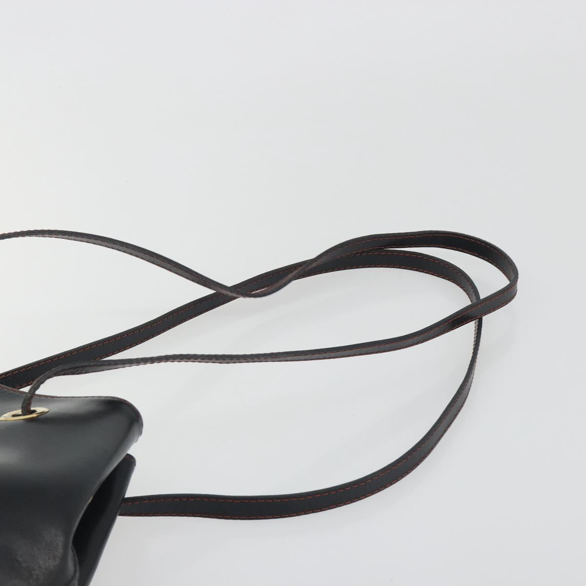 SAINT LAURENT Shoulder Bag Leather Black Gold Auth 196014A