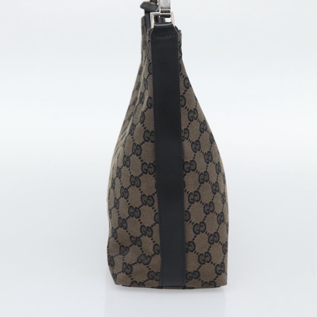 GUCCI GG Canvas Shoulder Bag Black Silver 000 0602 Auth 196015A