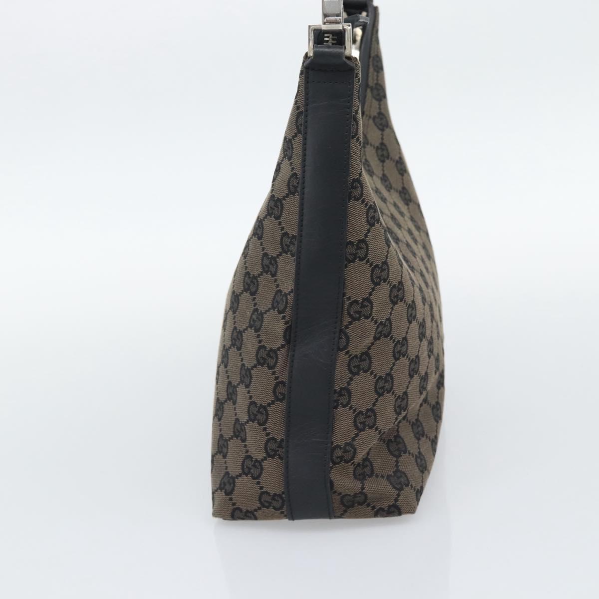 GUCCI GG Canvas Shoulder Bag Black Silver 000 0602 Auth 196015A