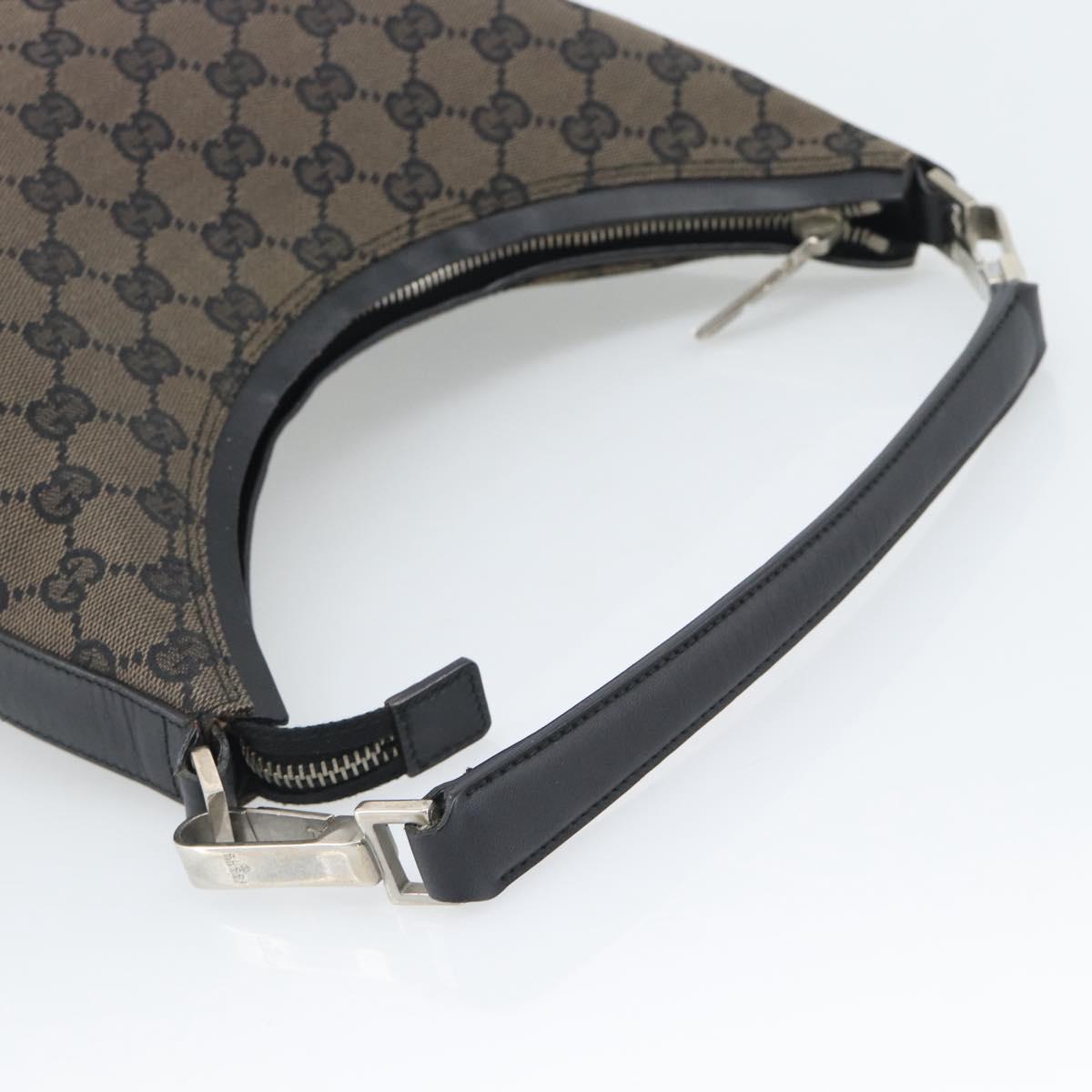 GUCCI GG Canvas Shoulder Bag Black Silver 000 0602 Auth 196015A