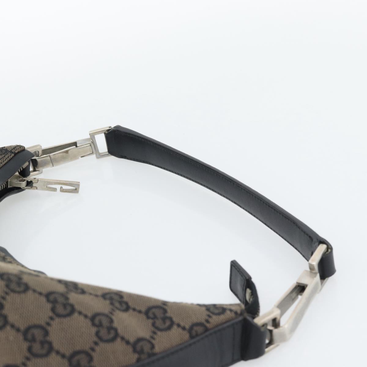 GUCCI GG Canvas Shoulder Bag Black Silver 000 0602 Auth 196015A