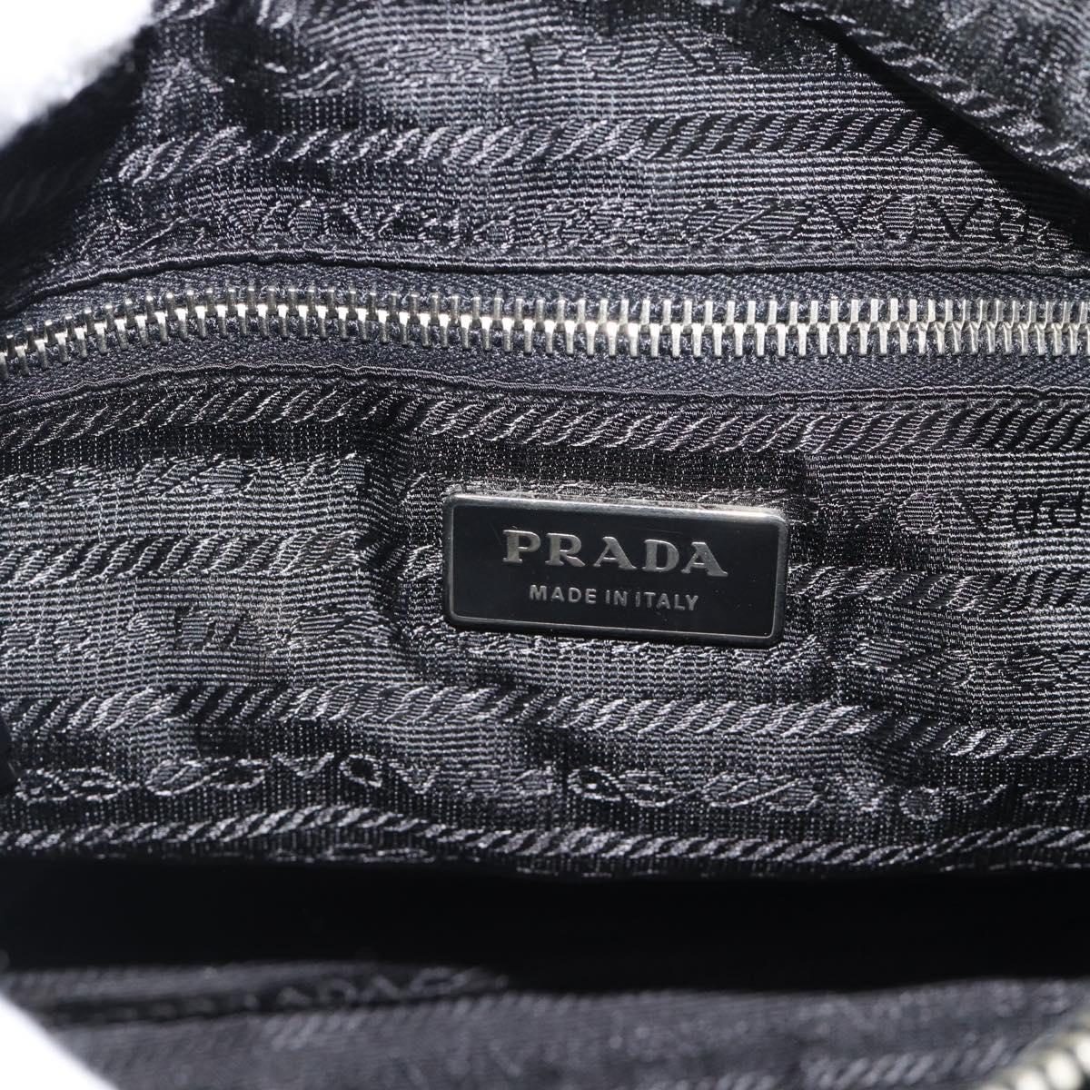 PRADA Shoulder Bag Nylon Black Silver Auth 196016A