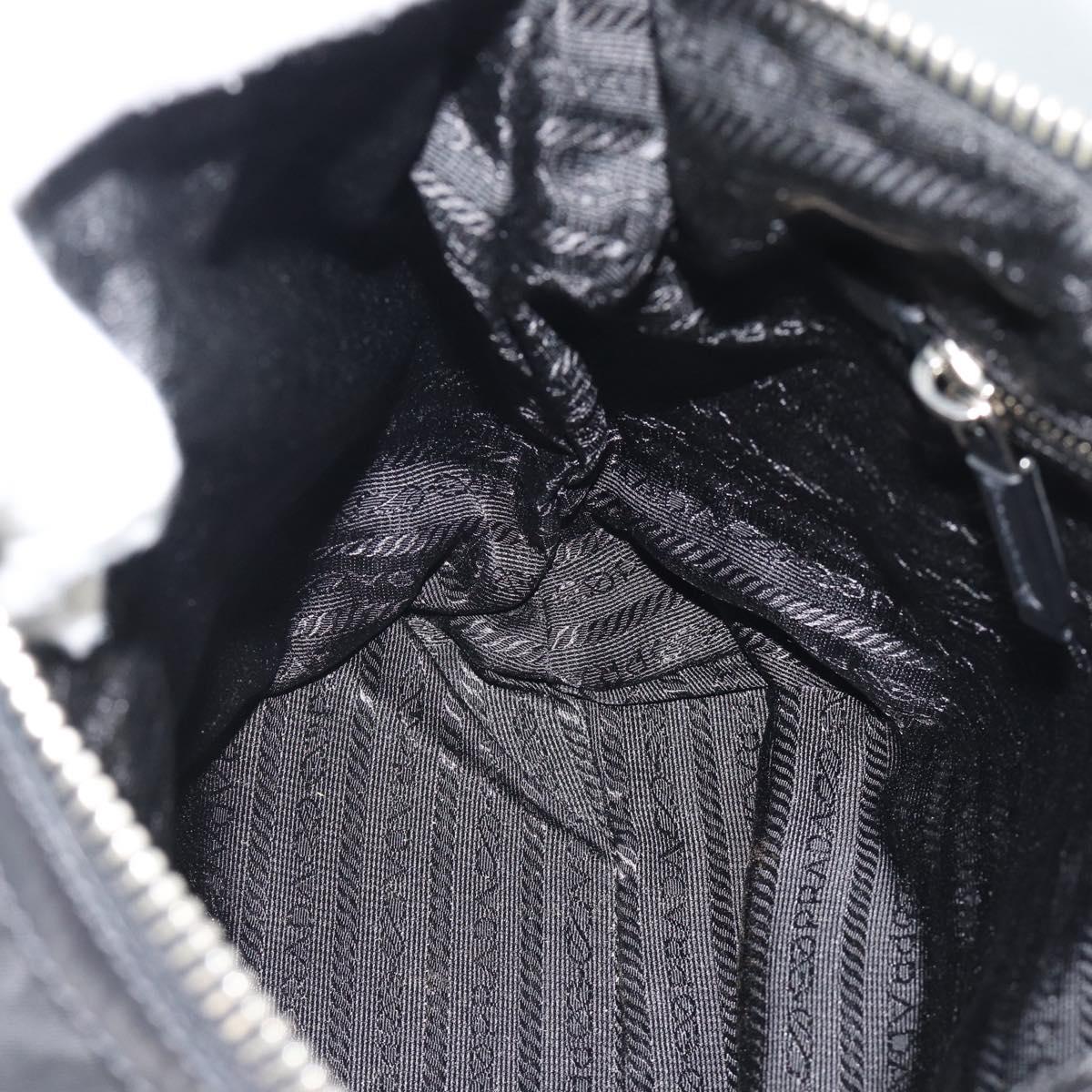 PRADA Shoulder Bag Nylon Black Silver Auth 196016A