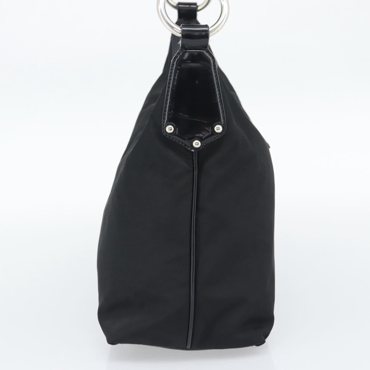PRADA Shoulder Bag Nylon Black Silver Auth 196016A