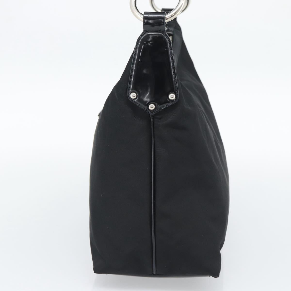 PRADA Shoulder Bag Nylon Black Silver Auth 196016A