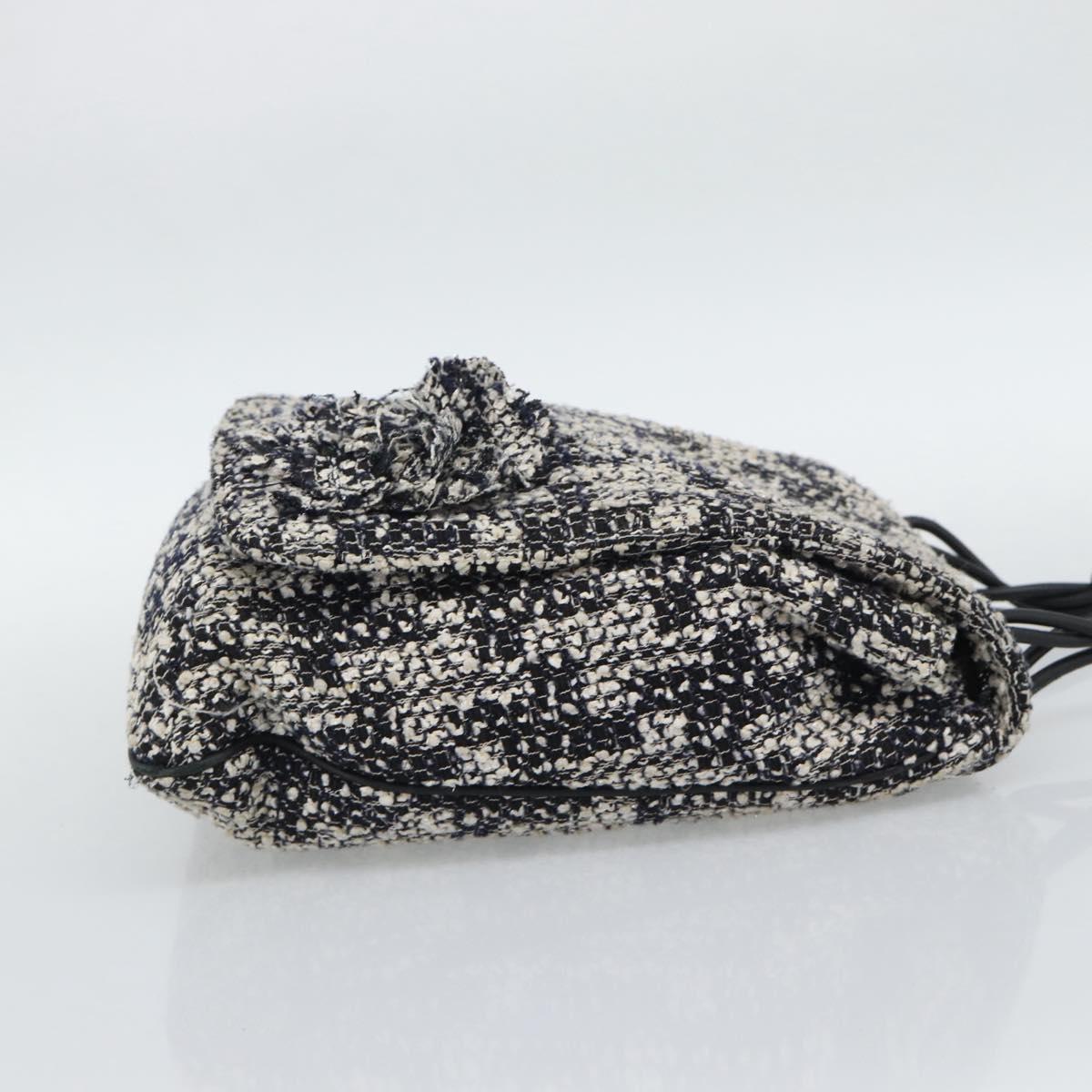 CHANEL Chain Camelia Shoulder Bag tweed Black Silver CC Auth 196017M