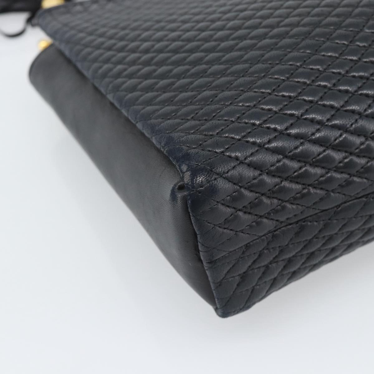 BALLY Hand Bag Leather Black Gold Auth 196018