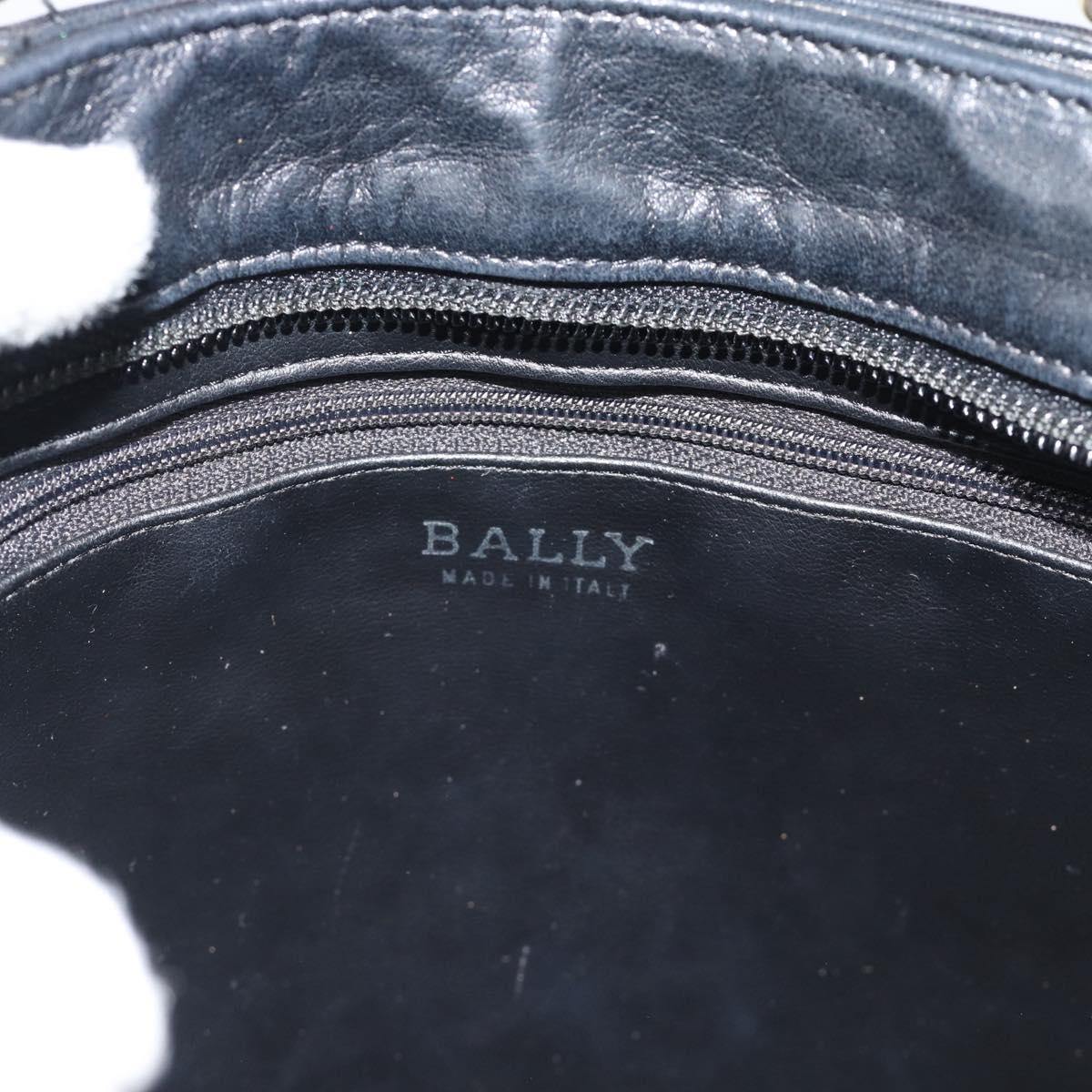 BALLY Hand Bag Leather Black Gold Auth 196018